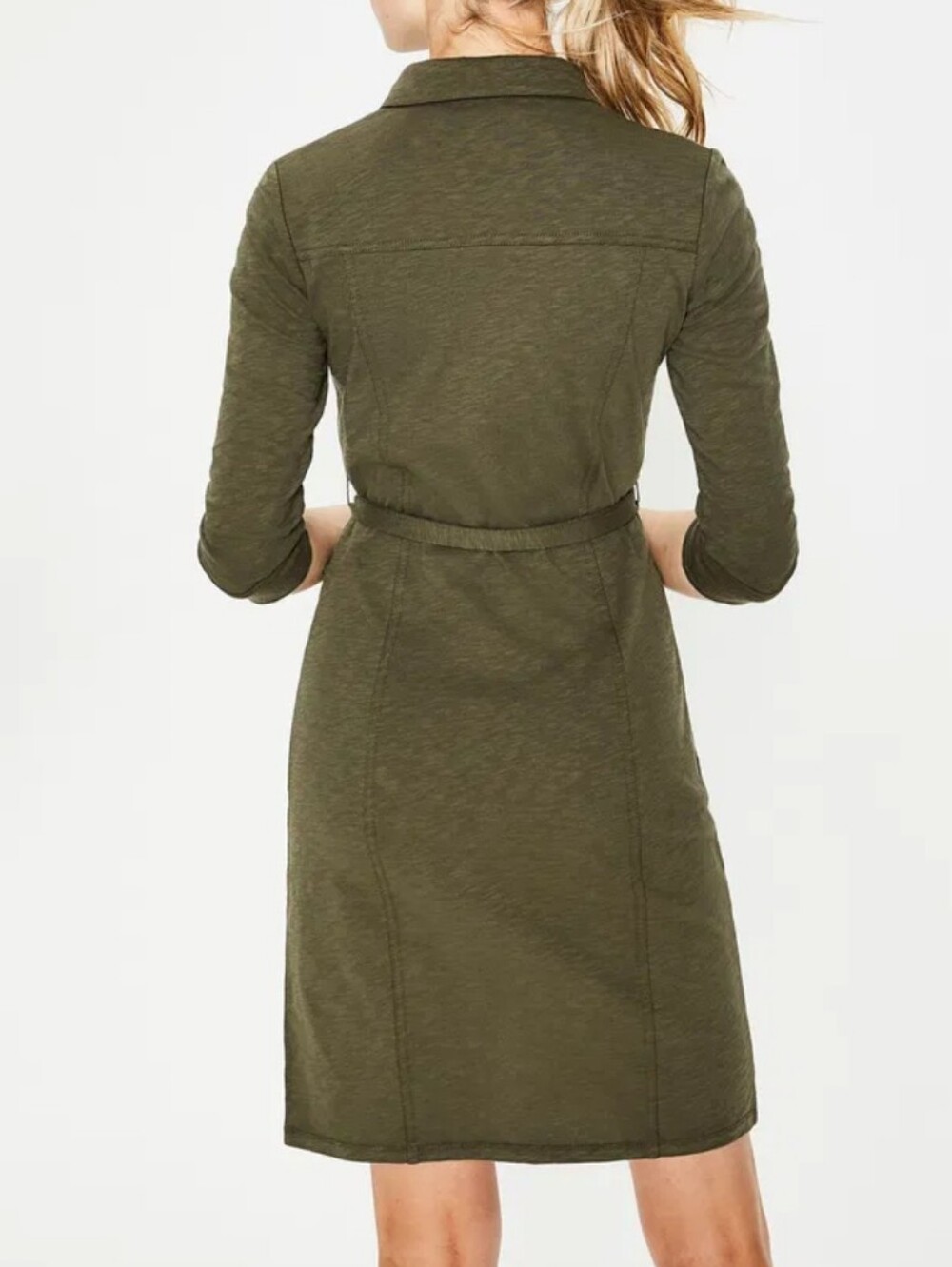 BODEN Tara Jersey Shirt Dress In Olive Green Size 12 Long - Picture 3 of 7